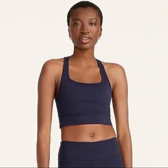 NWT J.Crew Longline Sports Bra in Signature Flex in Black - Picture 2 of 7